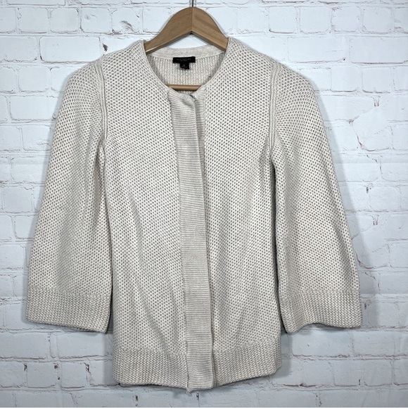 Ann Taylor Sweater Cardigan Womens Size XS Tan Waffle Knit Flare Sleeve - Picture 1 of 8
